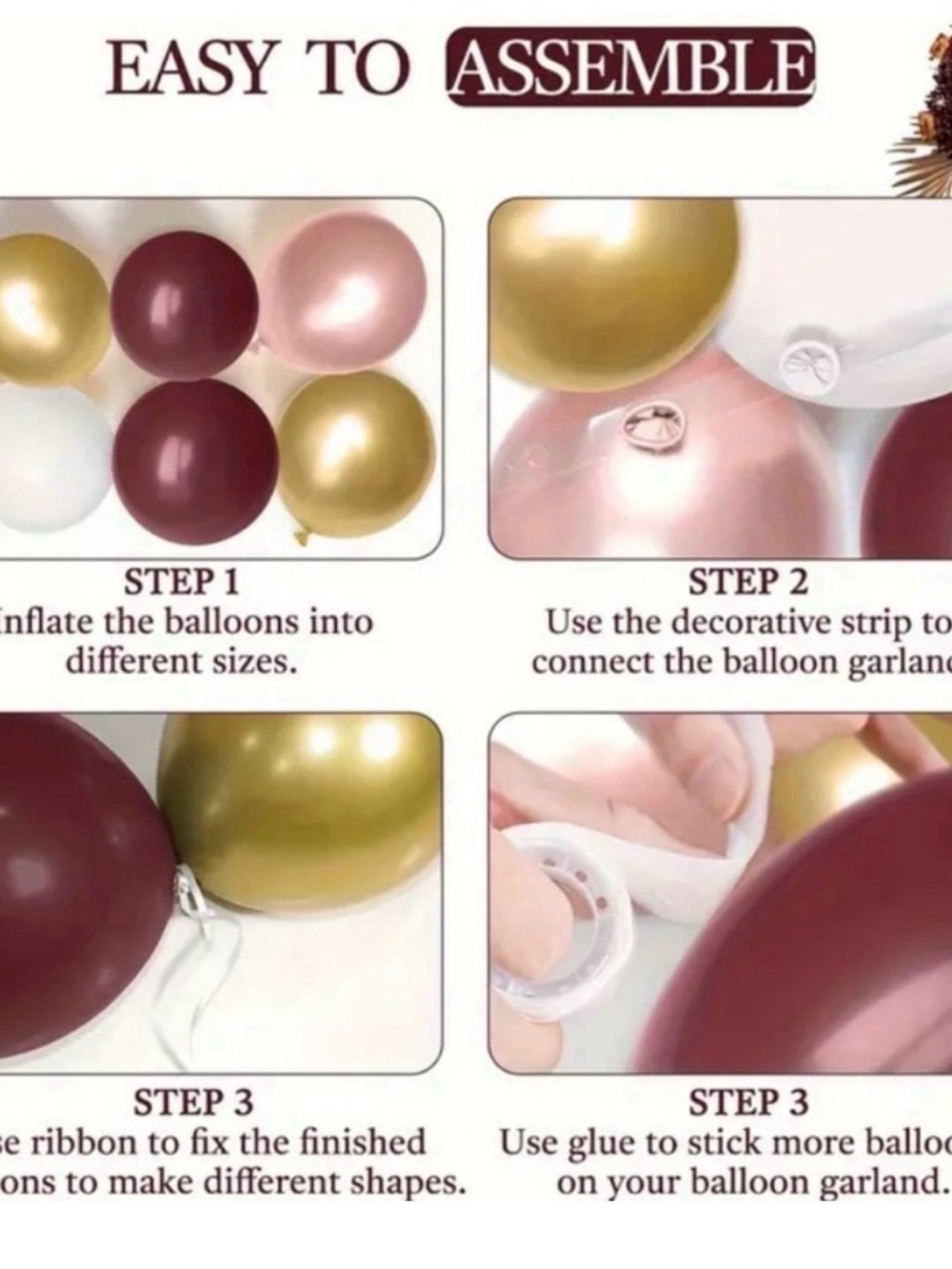 Elegant Burgundy & Rose Gold Party Balloon Garland - Picture 4 of 4